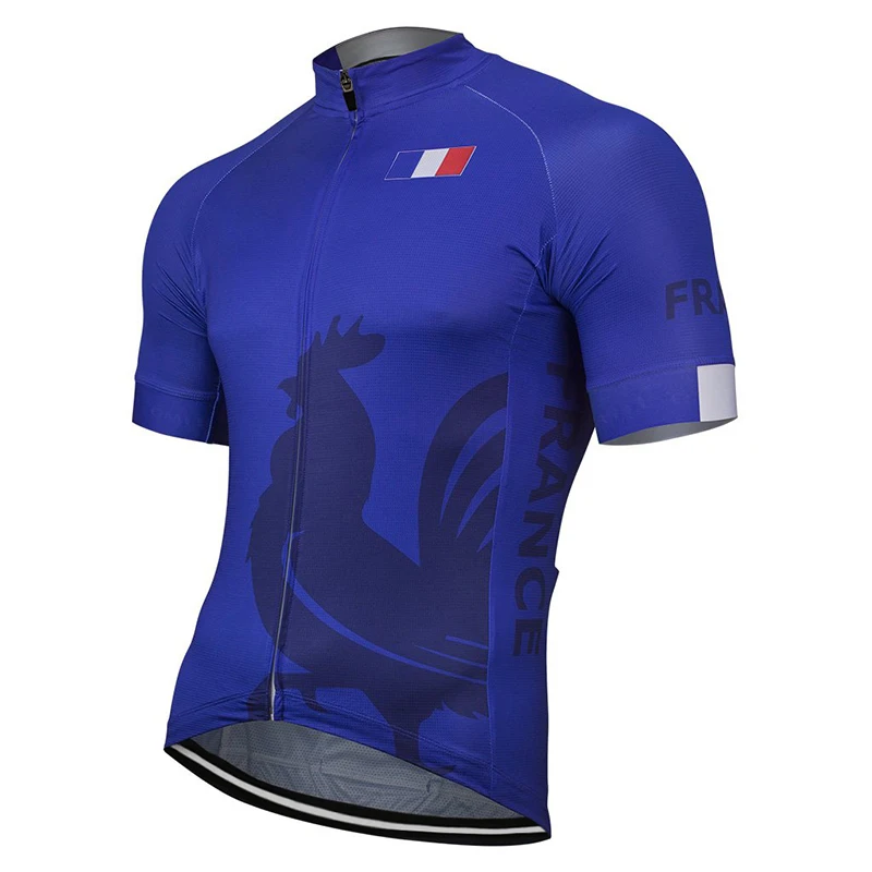 

New Men's Universal Factory Customizable Retro Race Classic Sport Blue Cycling Jersey Breathable Polyester FRANCE