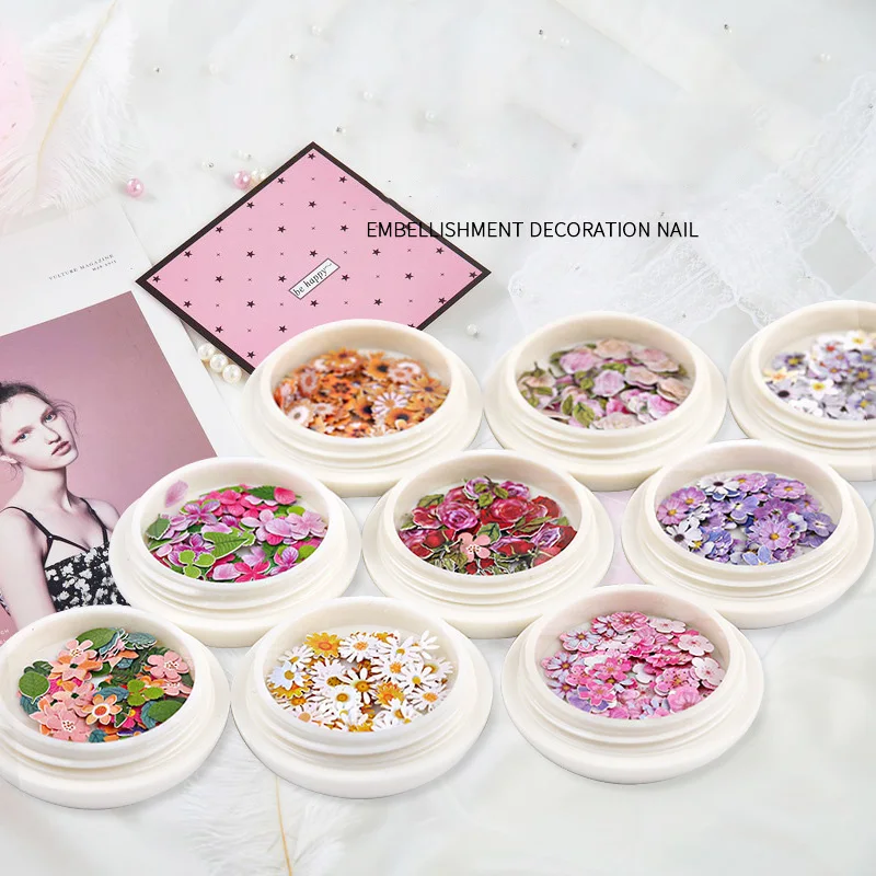 Искусство ногтей разноцветные маленькие маргаритки розы ультратонкие патчи из