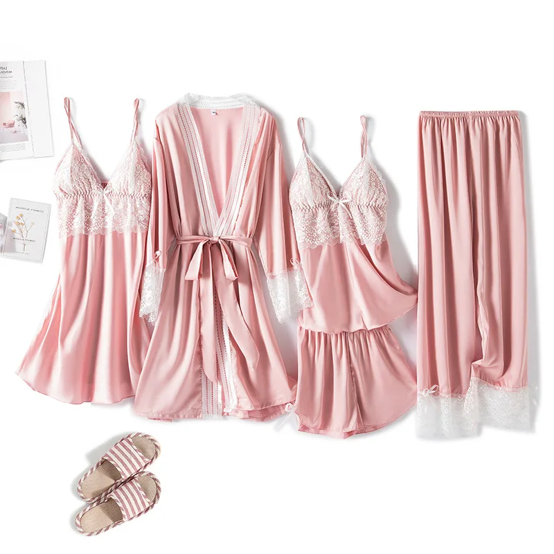 Пижама из шелка MECHCITIZ комплект 5 предметов для сна отдыха зима 2020|Комплекты пижам|