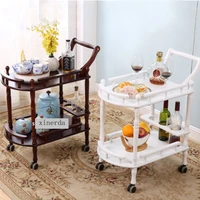 new hotel trolley solid wood coffee tables multipurpose shelf display rack household double layer movable tea tables dining car