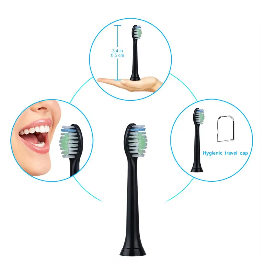 Сменные насадки для зубных щеток Philips Sonicare Diamond Clean, Sonicare ProtectiveClean, с гигиеническими колпачками, 16 шт. HX6064, черный