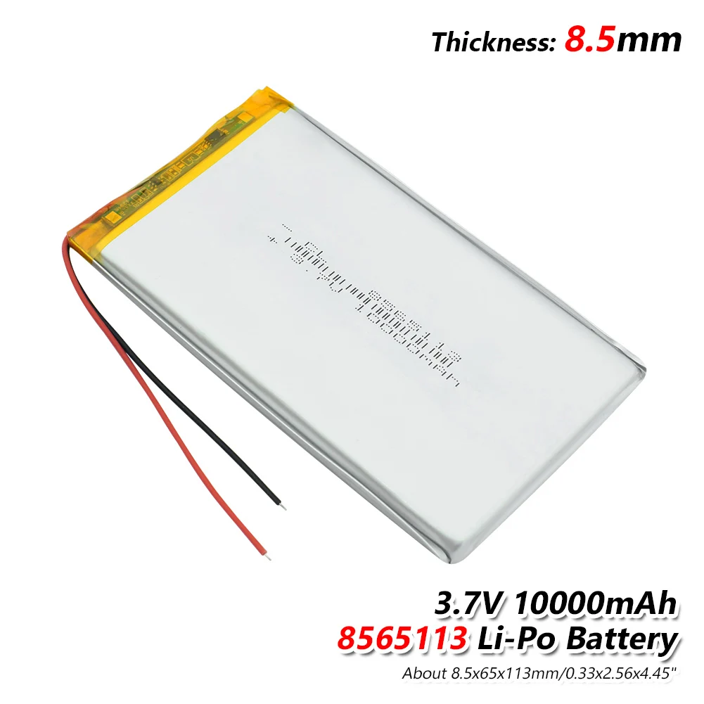 

3.7V polymer lithium battery 10000mah 8565113 mobile power charging treasure DIY rechargeable For MP4 GPS Tablet MID Power Bank