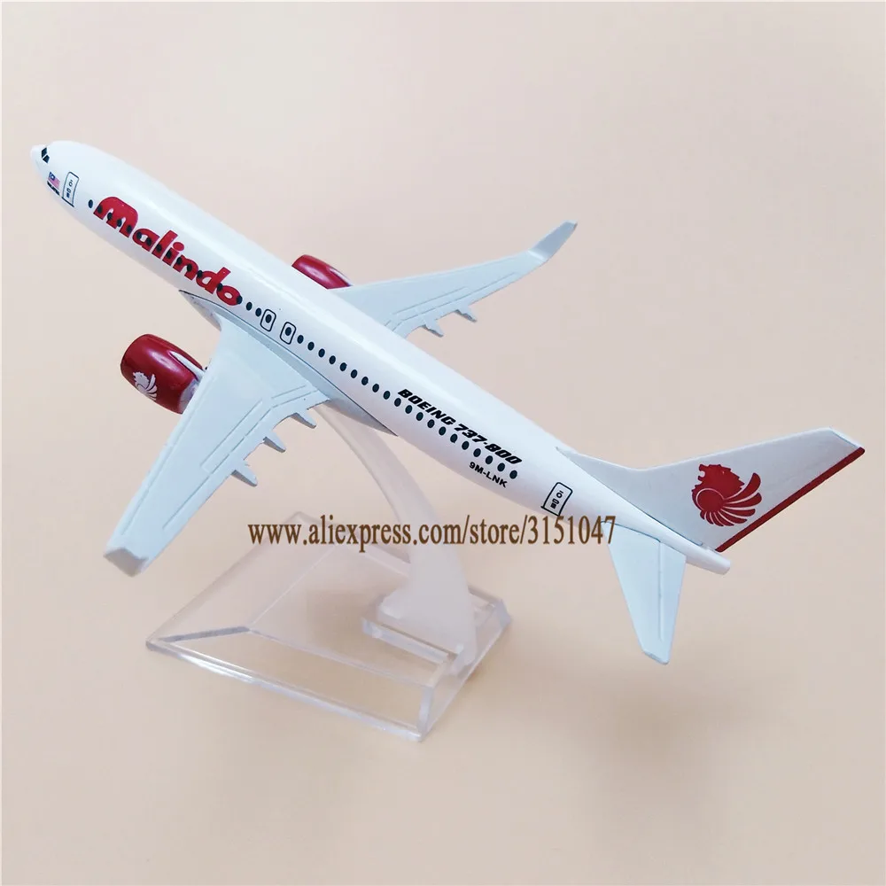 

16cm Metal Alloy Plane Model Air Malindo Airways Boeing 737 B737-900ER Airlines Airplane Model w Stand Aircraft Gift