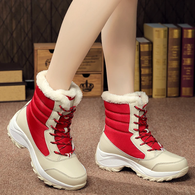 Women's Snow Boots Winter Thickened Warm Boots High-top Waterproof Outdoor Female Shoes Non-slip Thick Sole