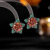 trendy retro cubic zirconia flower stud earrings women party gift wedding party jewelry lyx103