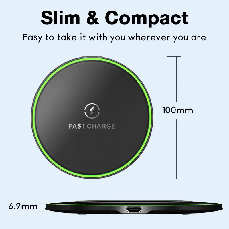 Беспроводное зарядное устройство Qi 10 Вт быстрая зарядка для iPhone X/XS Max XR 8 Plus USB со