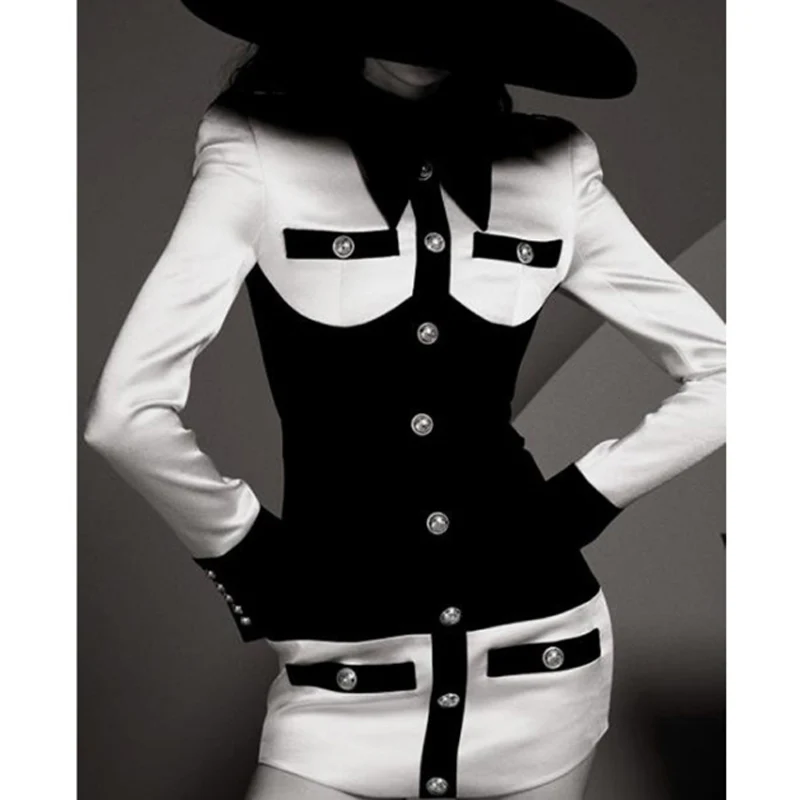 2020 весеннее цветное женское мини платье однобортное с карманами на пуговицах