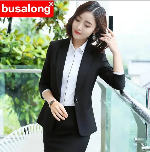 Лидер продаж Модный женский костюм с юбкой Осень-зима официальный блейзер