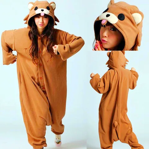 HKSNG зимние теплые пижамы для мальчиков и девочек для взрослых в виде животных, коричневого ПЕДО, медведя, рождественские пижамы, Комбинезоны для вечерние, Косплей пижамы Kigu