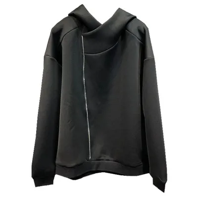 Autumn original dark wind personality Zipper splice hoodie male fashion brand loose pure color space cotton coat man