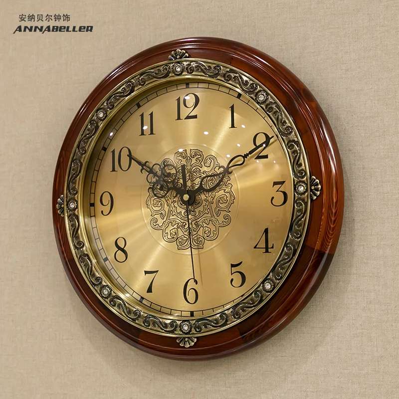 Большие настенные часы из массива дерева в стиле ретро креативные для гостиной