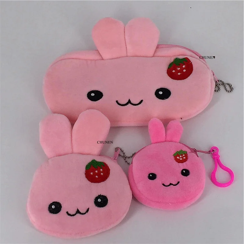 Плюшевый Кошелек с кроликом клубничкой Размер 8 см 10 20 брелок плюшевой