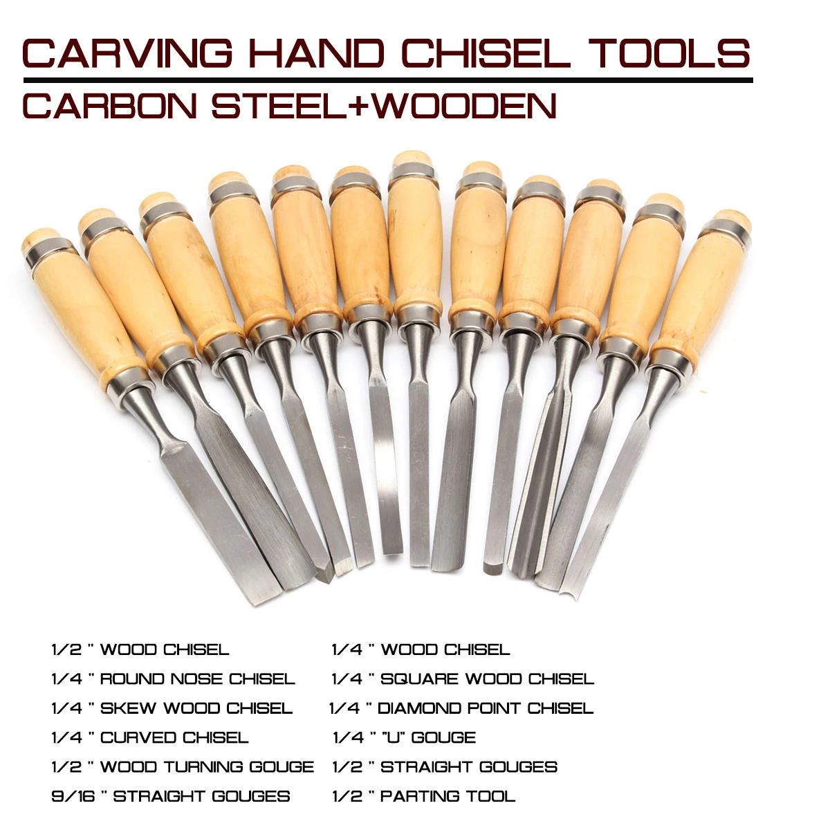 

12pcs/set Wood Carving Hand Chisel Tool Set Wood Carving Chisels Knife Carving Chisels Tools for Basic Polishing Woodcut