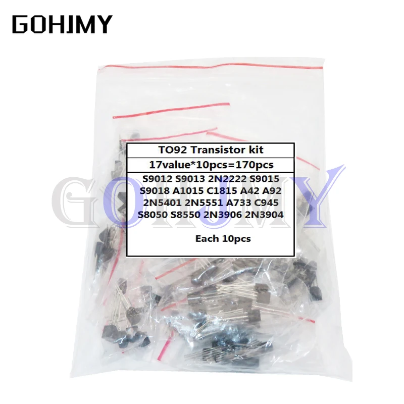 

Transistor Assorted Kit S9012 S9013 2N2222 S9015 S9018 A1015 C1815 A42 A92 2N5401 2N5551 A733 C945 S8050 S8550 2N3906 2N3904