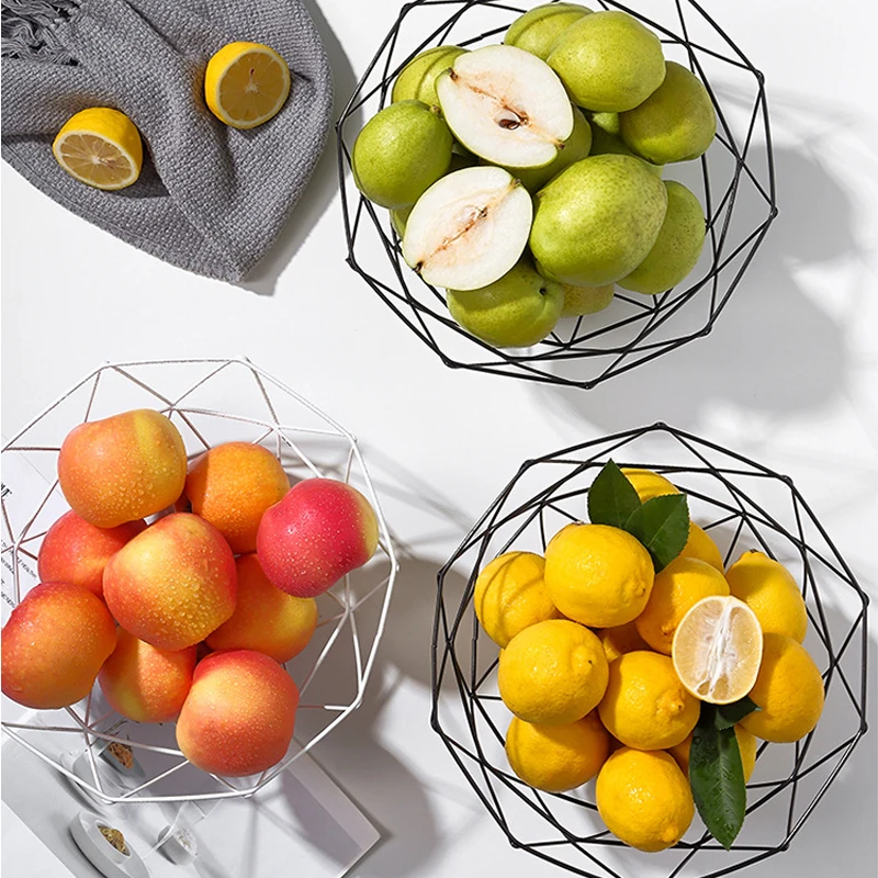 

Metal Wire Fruit Basket Large Round Black Metal Fruit Bread Storage Baskets Bowl Stand for Kitchen Countertop Pantry Office