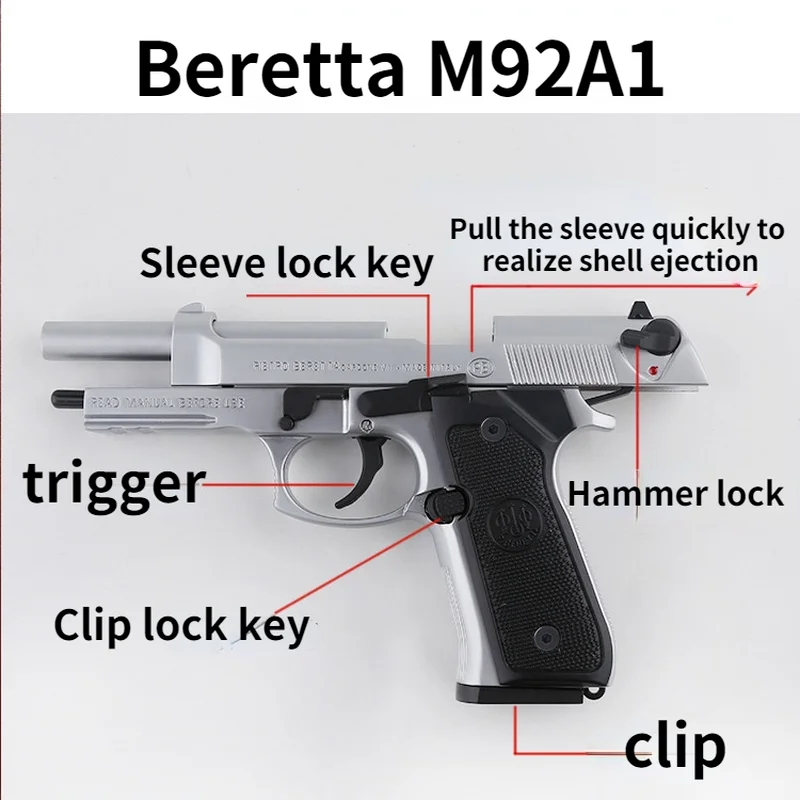 Pistola de Metal en miniatura para hombre, modelo de alta calidad, 1:2.05, M92A1 Beretta, artesan&iacute;a para lanzar, colgante, Colecci&oacute;n, regalo de cumplea&ntilde;os, 2021-2