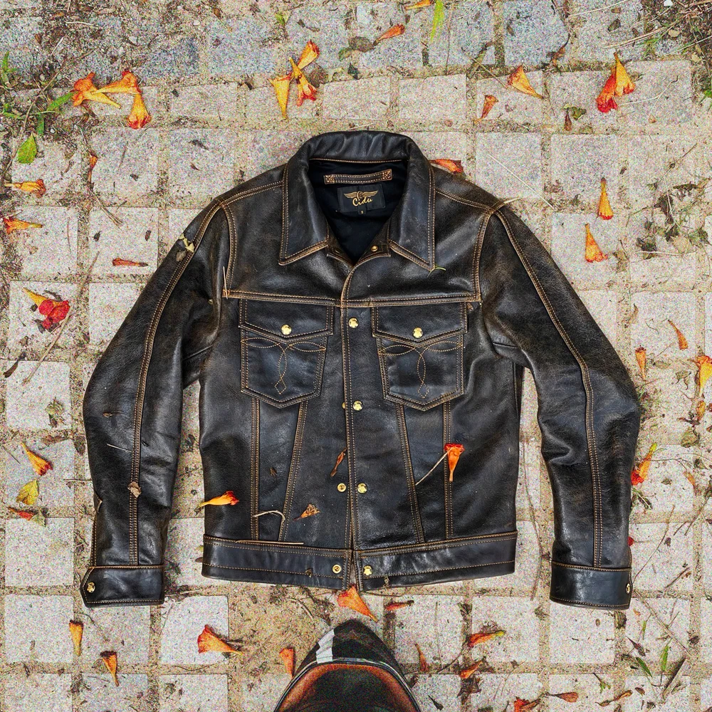 

CDJ-59 Cidu Asian Size Super Top Quality Heavy Genuine Argentine Cow Leather Slim Classic Cowhide Stylish Rider Type3 Jacket