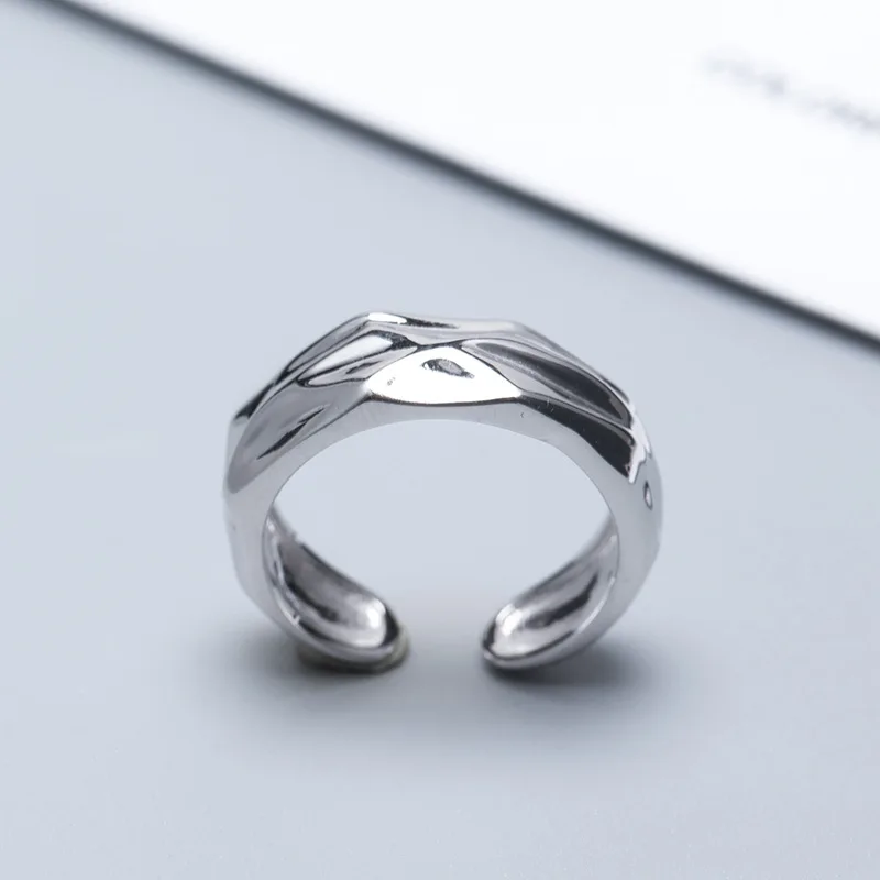Необычное геометрическое кольцо для женщин 100% Стерлинговое Серебро 925 пробы