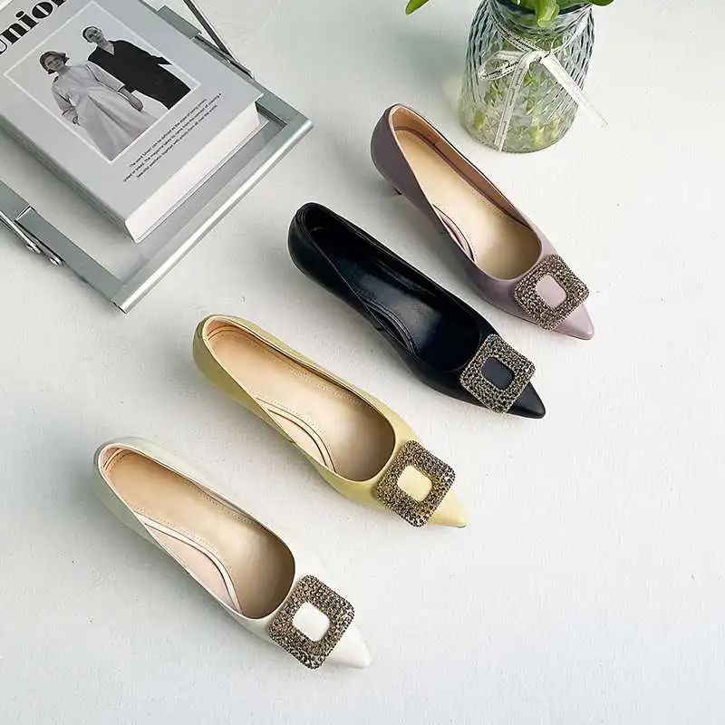 

Krazing pot full grain leather pointed toe high heels European style mature beauty lady elegant slip on shallow women pumps L01