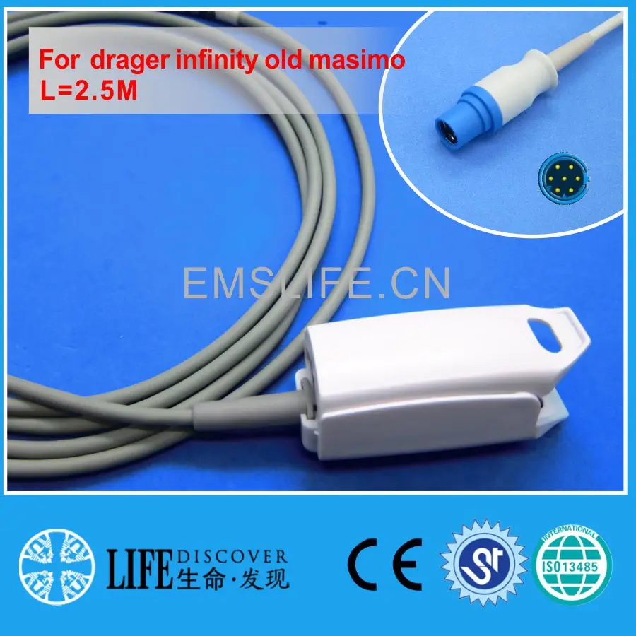Длинный кабель AWT зажим для пальца взрослых датчик spo2 drager infinity old masimo |