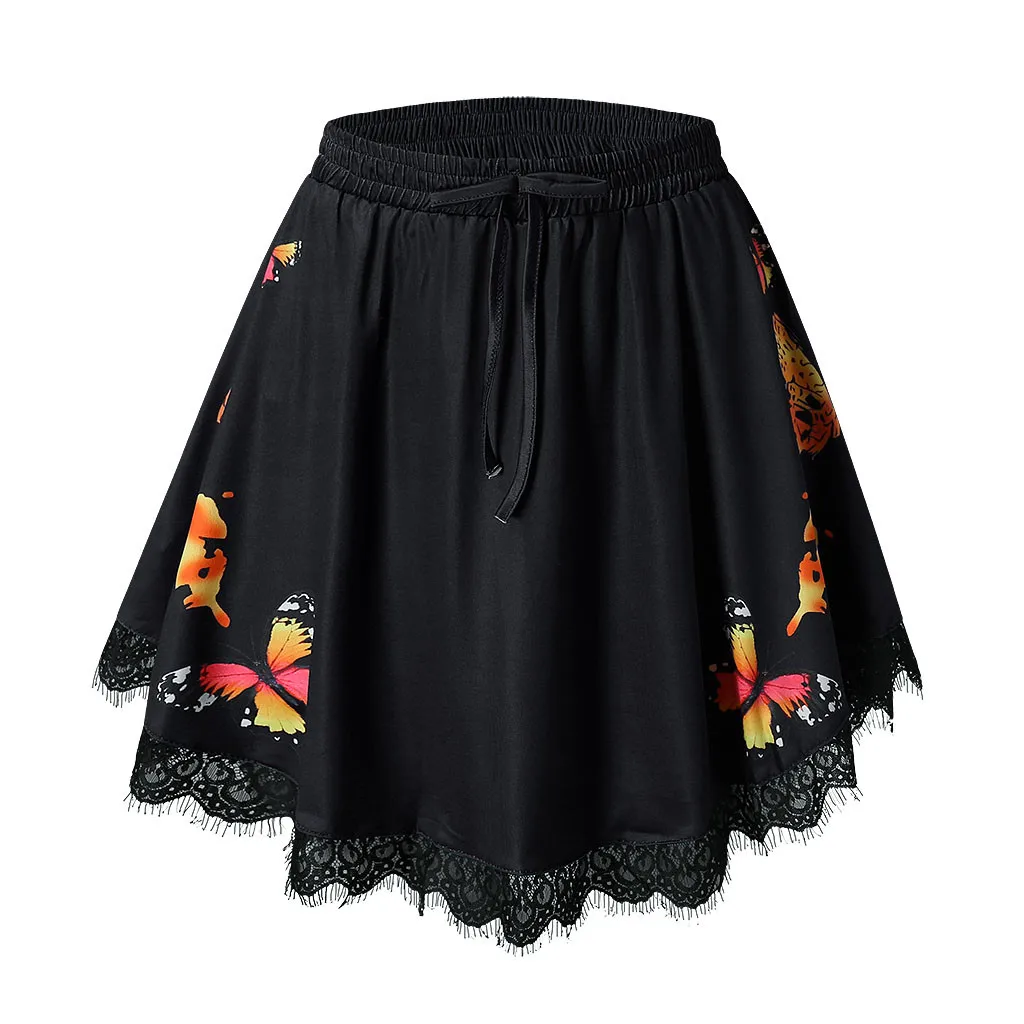

Butterfly Print Baggy Lace Short Femme Drawstring High Waist Loose Leggings Shorts Women Elastic Waist Breathable Shorts #4