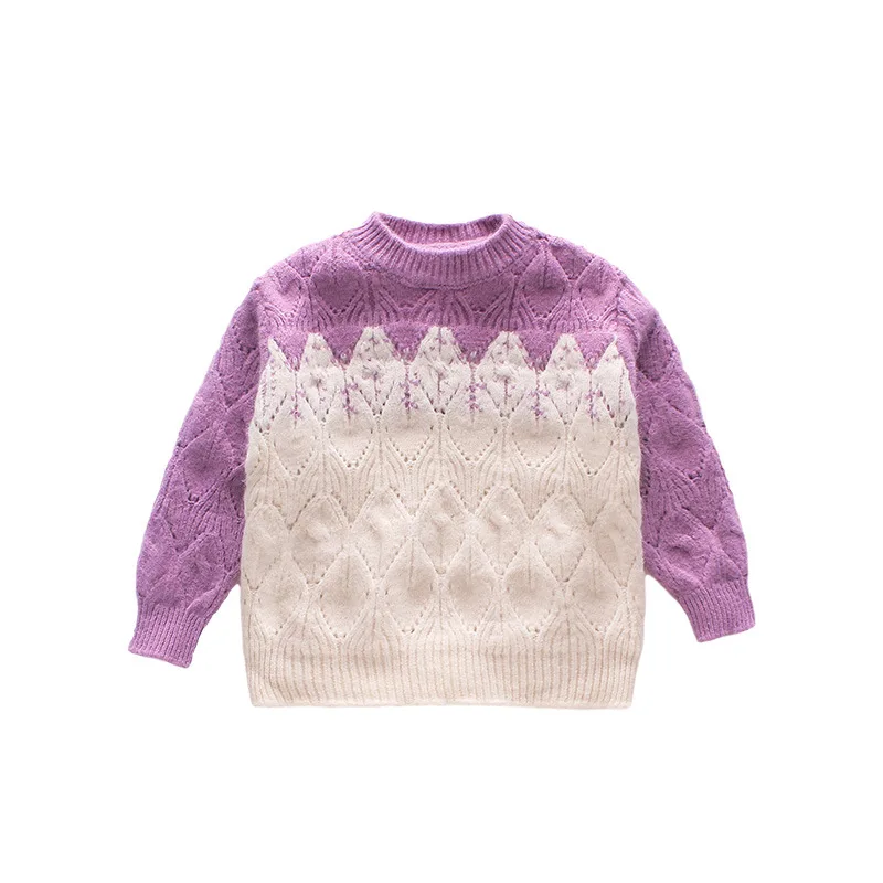 

Girls' Color Matching Sweater 2020 Autumn New All-Matching Baby's Top Children's Clothing Fashion