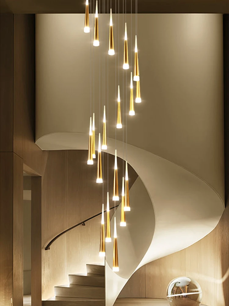 値段 ノルディックヴィラ,階段,家,リビングルーム,デュプレックス,シンプルな,モダン,スパイラル,デュプレックス用のLEDシャンデリア