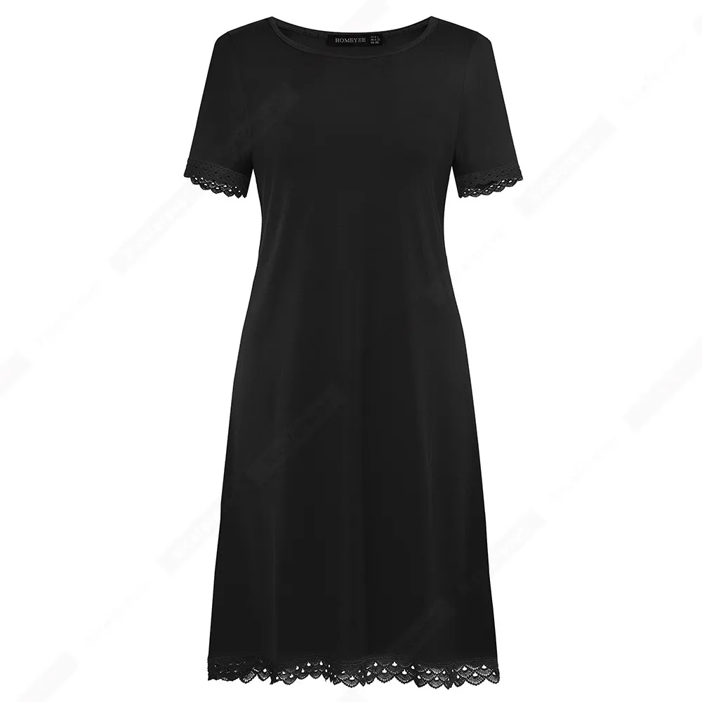 Повседневное летнее платье черного цвета женское элегантное свободное прямое с