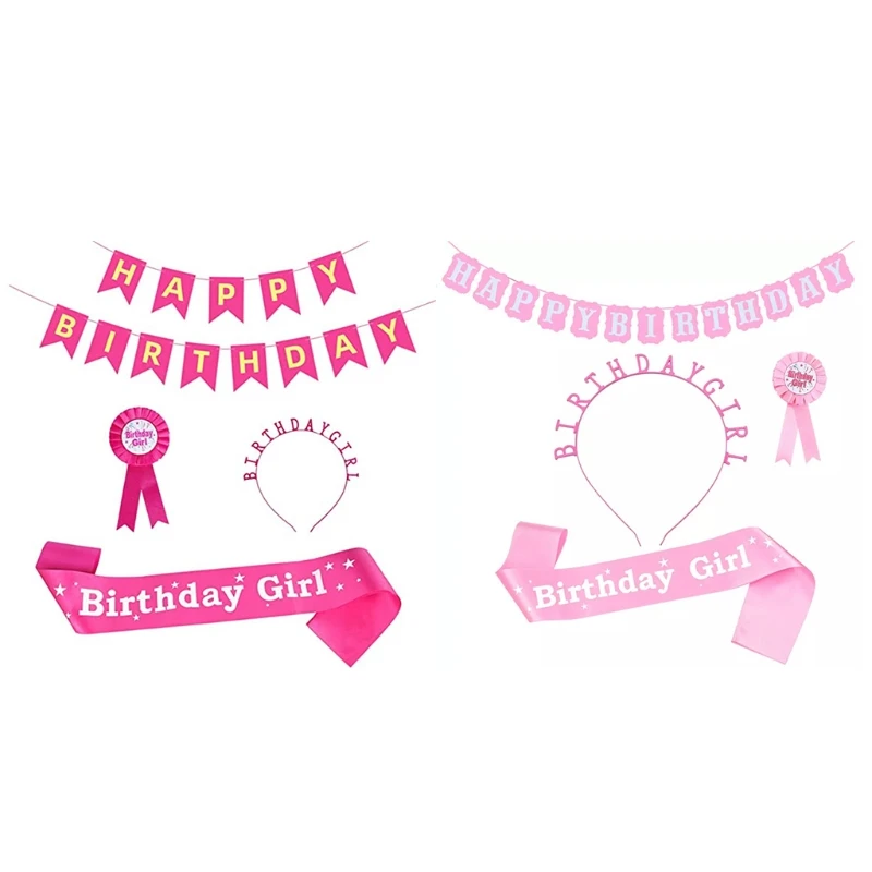 

4 Pieces Birthday Party Decorations Rose Red Birthday Set Bright Shiny Sash Party Ornaments Instagram Photo Props