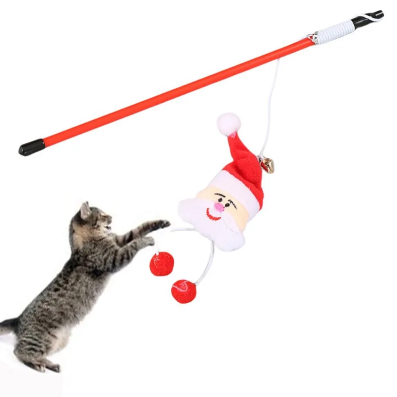 

Flexible Kitten Feather Toy Interactive Cat Toys Tease Cats Stick With Santa Claus And Bells Pet Supplies Kitten Accessories