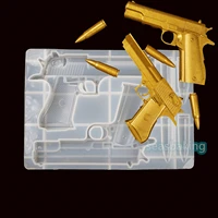 gun resin mold silicone pistol molds epoxy resin casting 3d handgun and bullets mold set cake mold