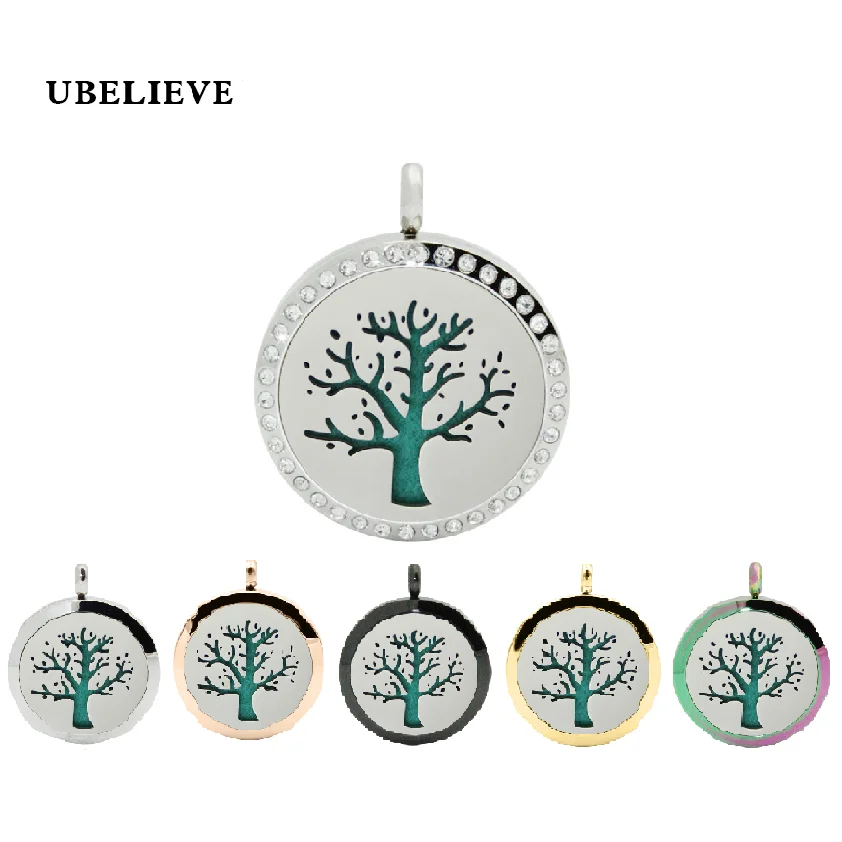Картина дерева (30 мм) ароматерапия/эфирные масла из нержавеющей стали диффузор ожерелье Магнитная полые духи медальон кулон