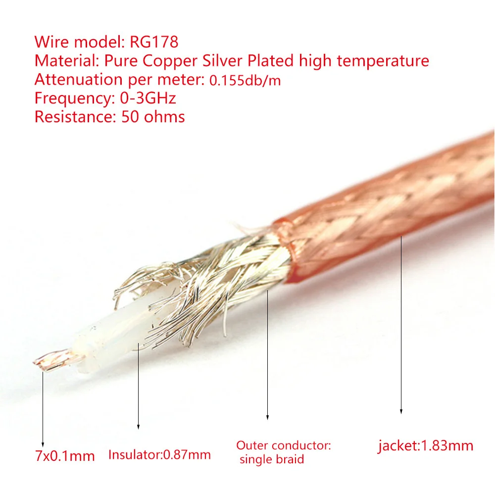 RG316 RG178 cable Connector Wires RG-178 RF Coax coaxial 50 ohm 10m 20m 30m 50m 100m |