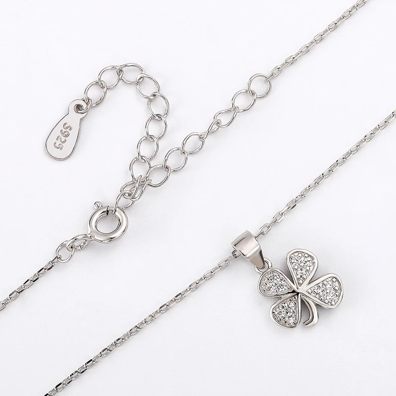 

Fashion trends lucky clover pendant with simple 925 floral clavicle chain for womens locket3