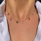 Ожерелье в винтажном стиле для женщин и девушек, милое позолоченное ожерелье в виде цветных грибов из циркония, Модная бижутерия