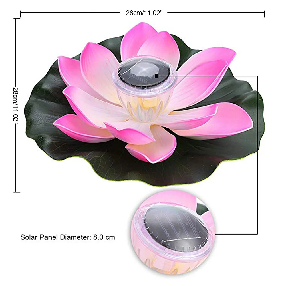 

Solar Powered Multi-Colored LED Lotus Flower Lamp RGB Water Resistant Floating Pond Night Light Auto On/Off for Garden Pool
