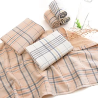 1 piece 34x74cm plaid cotton towel face hand hair bath towel looped terry adult use family hotel general use 13 4x29
