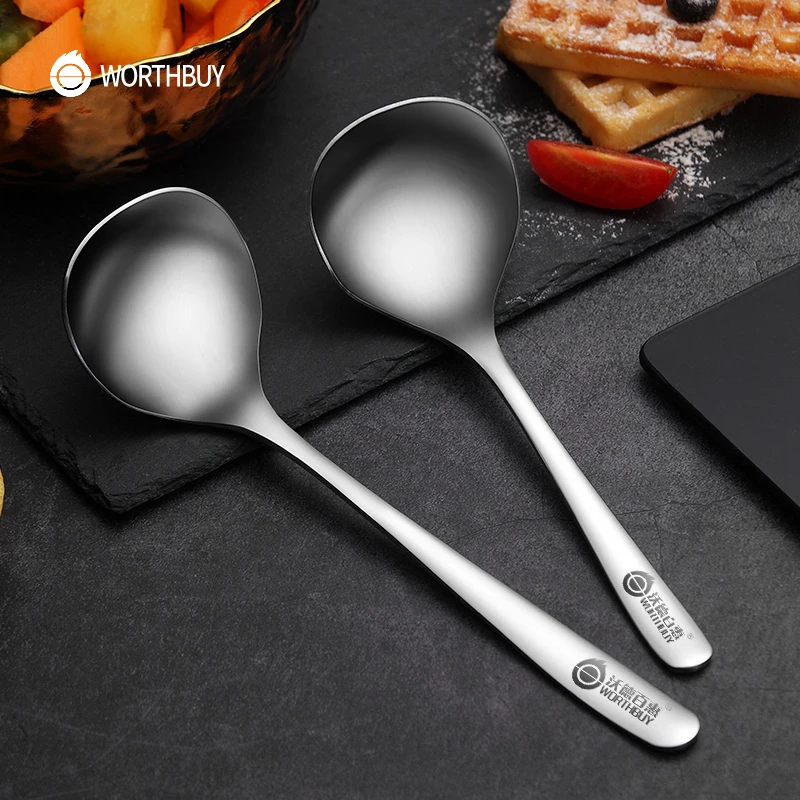WORTHBUY 304 ложка для супа из нержавеющей стали с длинной ручкой ресторана кухонные