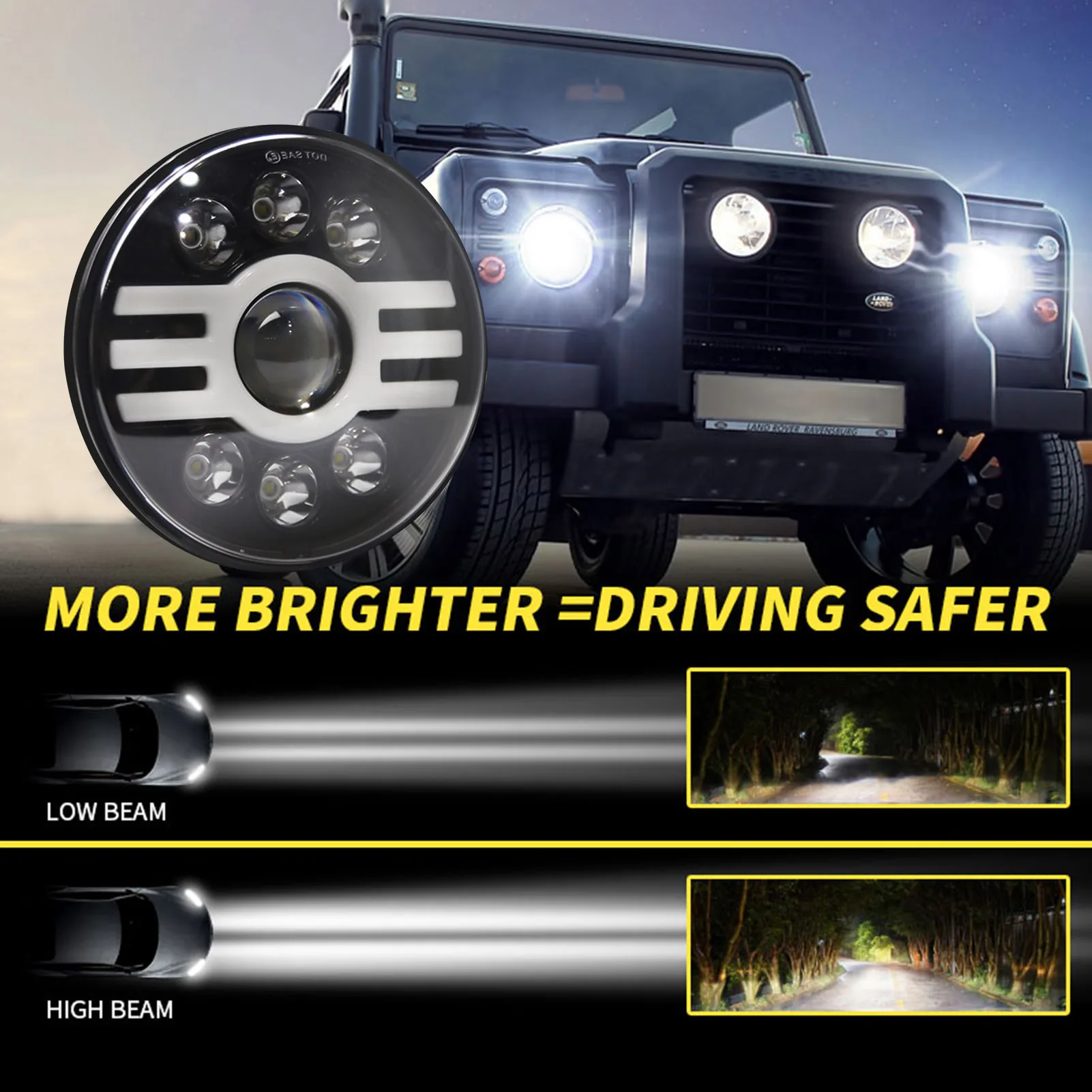 Светодиодный налобный фонарь для автомобиля 7 дюймов 500 Вт Круглый h типа супер