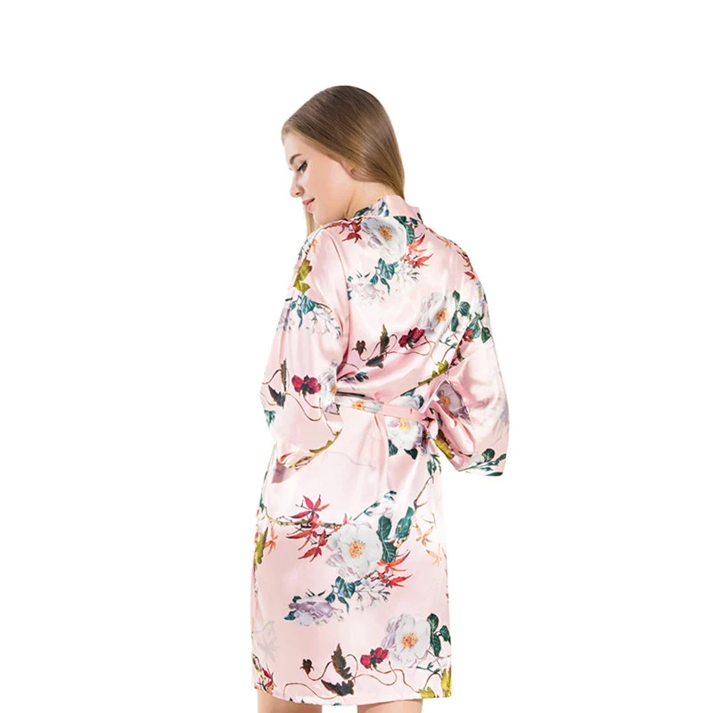 

Women Sexy Bride Bridesmaid Wedding Dressing Robe Printing Lady Kimono Bath Gown Sleepwear Floral Nightgown Party Gift