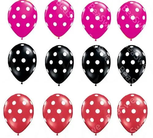 12pc Rose black red 10 шт./лот 12 дюймов, в горошек воздушных шаров из латекса, Для мальчиков и девочек День Рождения вечерние наборы; детский душ вечерние украшения - Цвет: 12pc Rose black red
