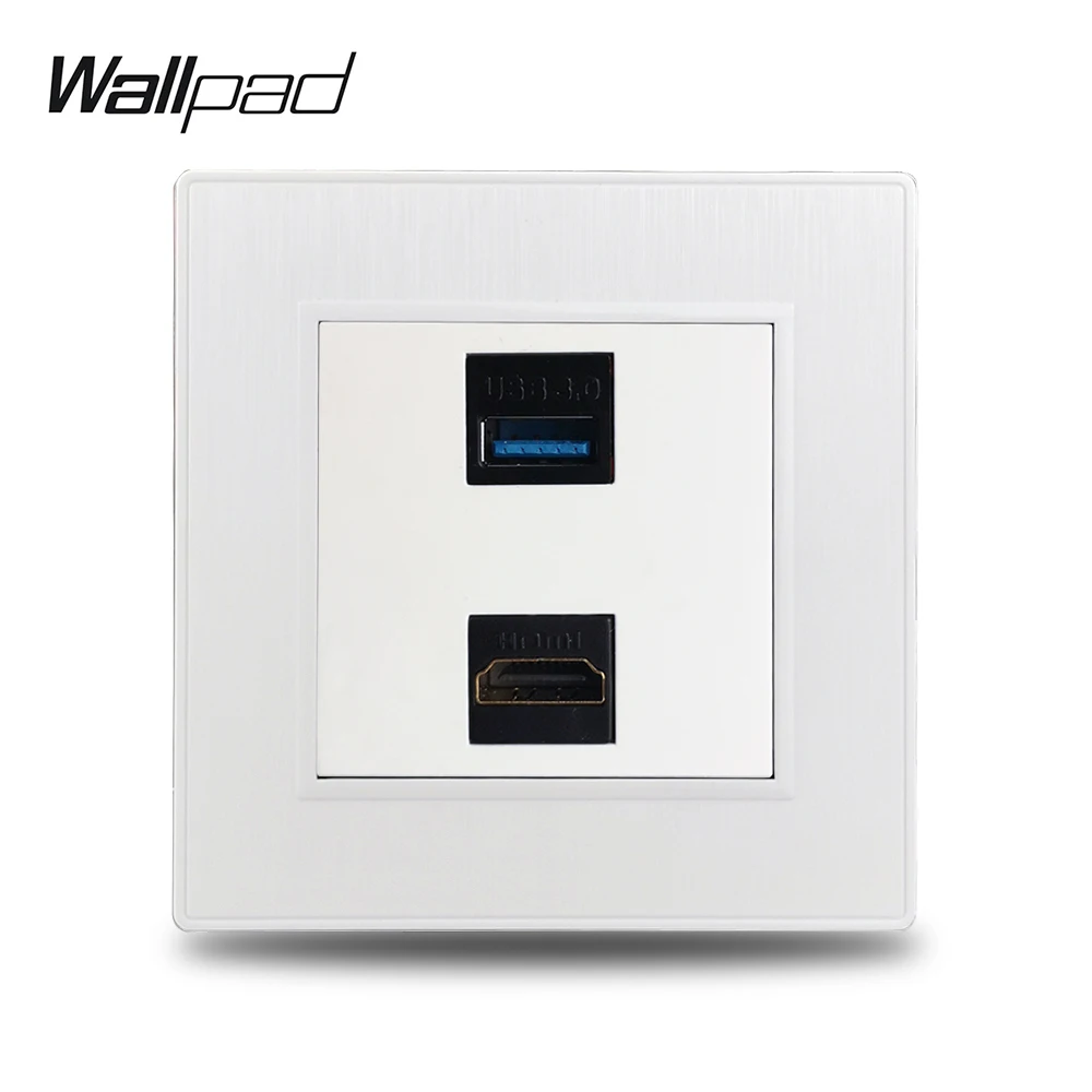 Wallpad S6 HDMI USB 3 0 проводка расширения розетка белая матовая PC пластиковая панель