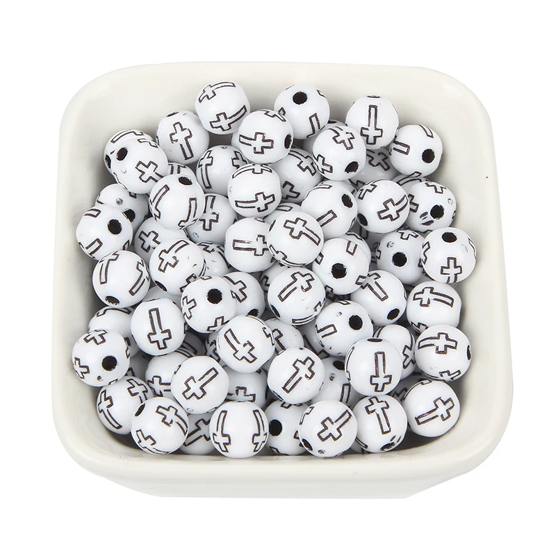 50 шт смешанные цвета белый с черным перекрестным креплением акриловые бусины для