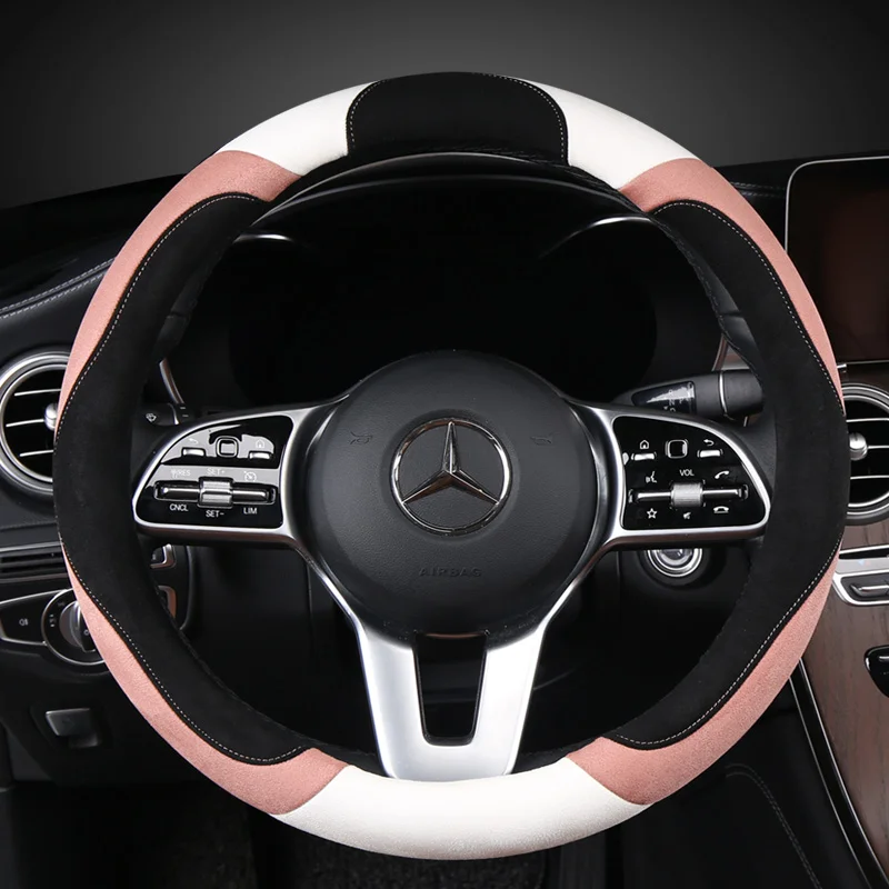

D Shape O shape 37-38cm Car Steering Wheel Cover Non-slip Plush for POLO GOLF 7 Scirocco Suzuki Swift Nissan Rogue High Quality