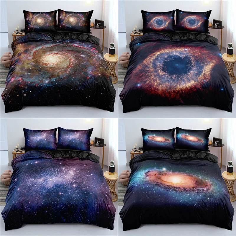

3D Universe Nebula-2 Duvet Cover Pillowcases 2-3pcs Single Twin Full Queen King Size Bedding Set Home Textiles All Seasons Used