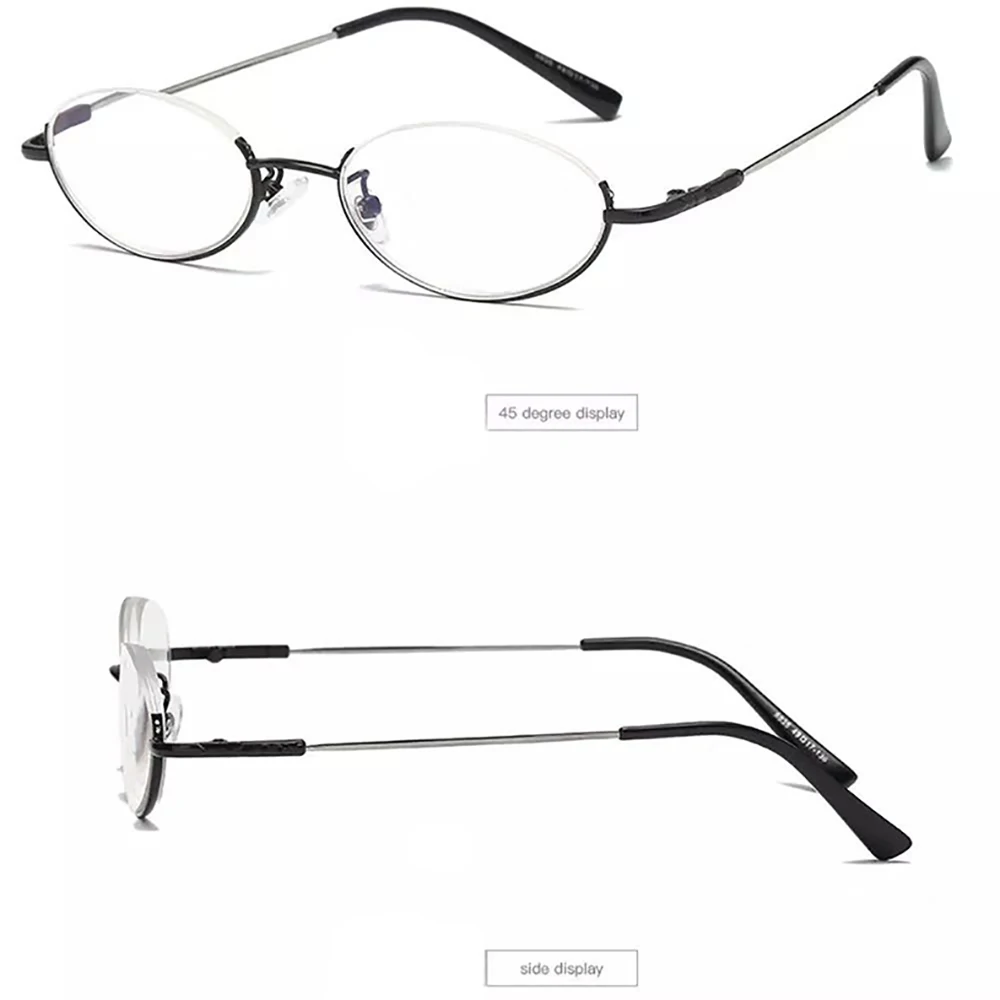 Kann Blume Oval Design Anti-Blau Licht Lesebrille Retro Runde Presbyopie Brillen Halb Rahmen Hyperopie Brillen Unisex + 3,5 – Detail 4