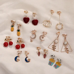 Серьги-клипсы женские, геометрические, с жемчугом, корейский, геометрической формы