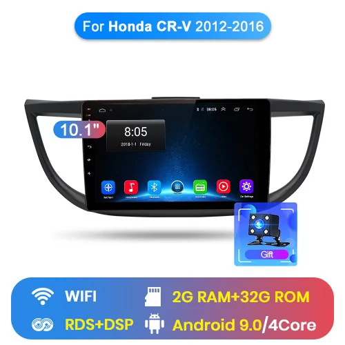 WIFI (2GB 32GB) Junsun автомагнитола Android 9.0 2G+ 32G 4G Автомобильный мультимедийный аудио плеер навигация gps магнитола 2 din для Honda CRV 2012 2013 без DVD c камера заднего вида - Цвет: WIFI (2GB 32GB)
