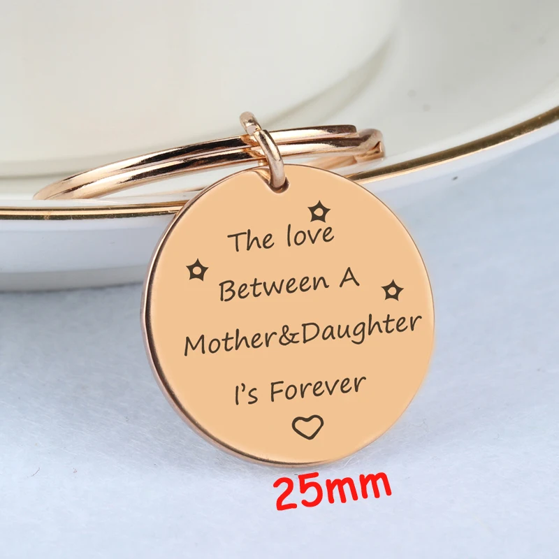 Любовь между мать и дочь навсегда ручное теснение Нержавеющая сталь брелок для