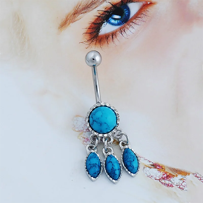 Горячая распродажа винтажных камней шарма из нержавеющей стали для пирсинга пупка.